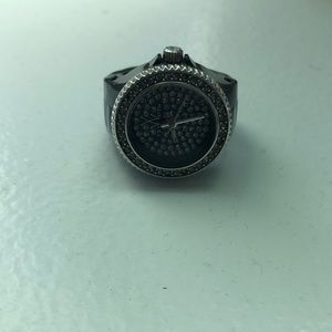 Toywatch Blk Plasteramic Swarovski Watch-Ring Med